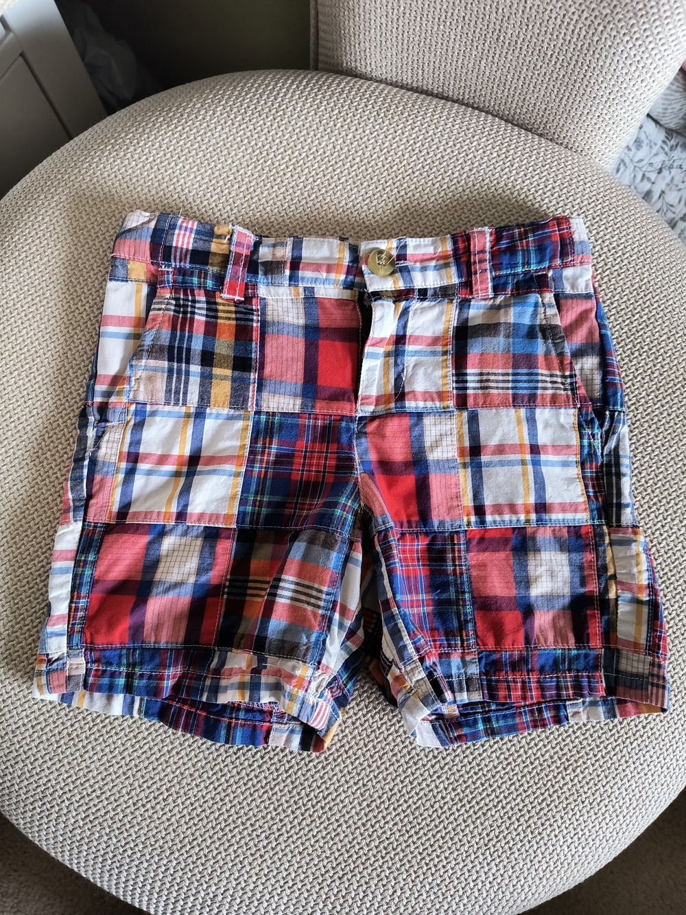 Janie and Jack Red Plaid Patchwork Cargo Shorts